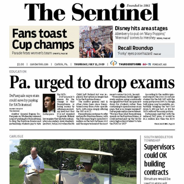 Newspaper cover for The Carlisle Sentinel