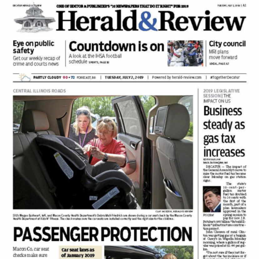 Decatur Herald and Review front page
