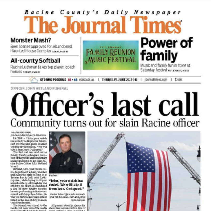 Racine Journal Times cover page