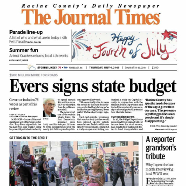 Racine Journal Times cover page